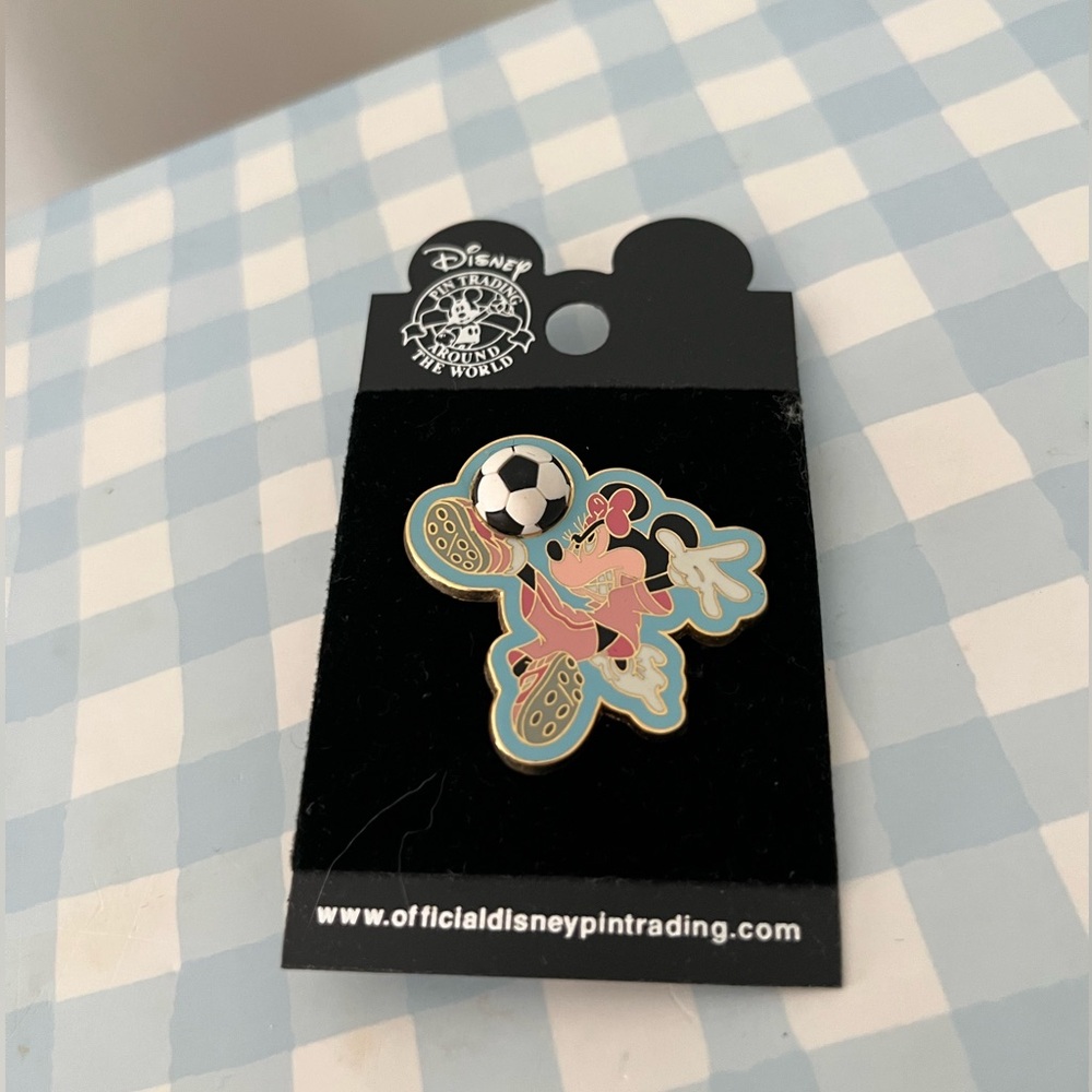 Disney Minnie Mouse Soccer Pin - Black and Pink